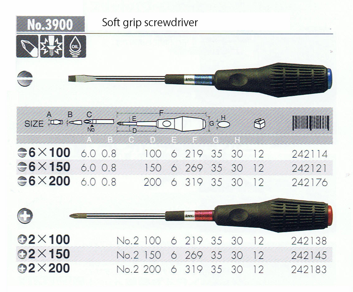 3900 ANEX Soft grip screwdriver (export well)