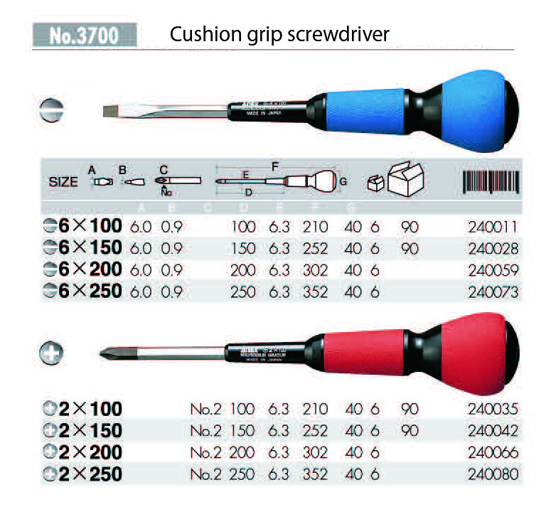 3700 ANEX Cushion grip screwdriver