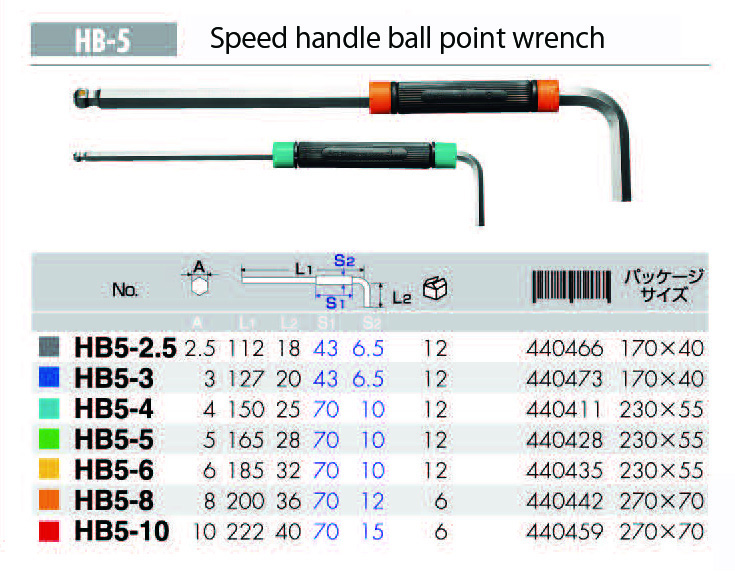 HB-5 ANEX speed handle ball point wrench